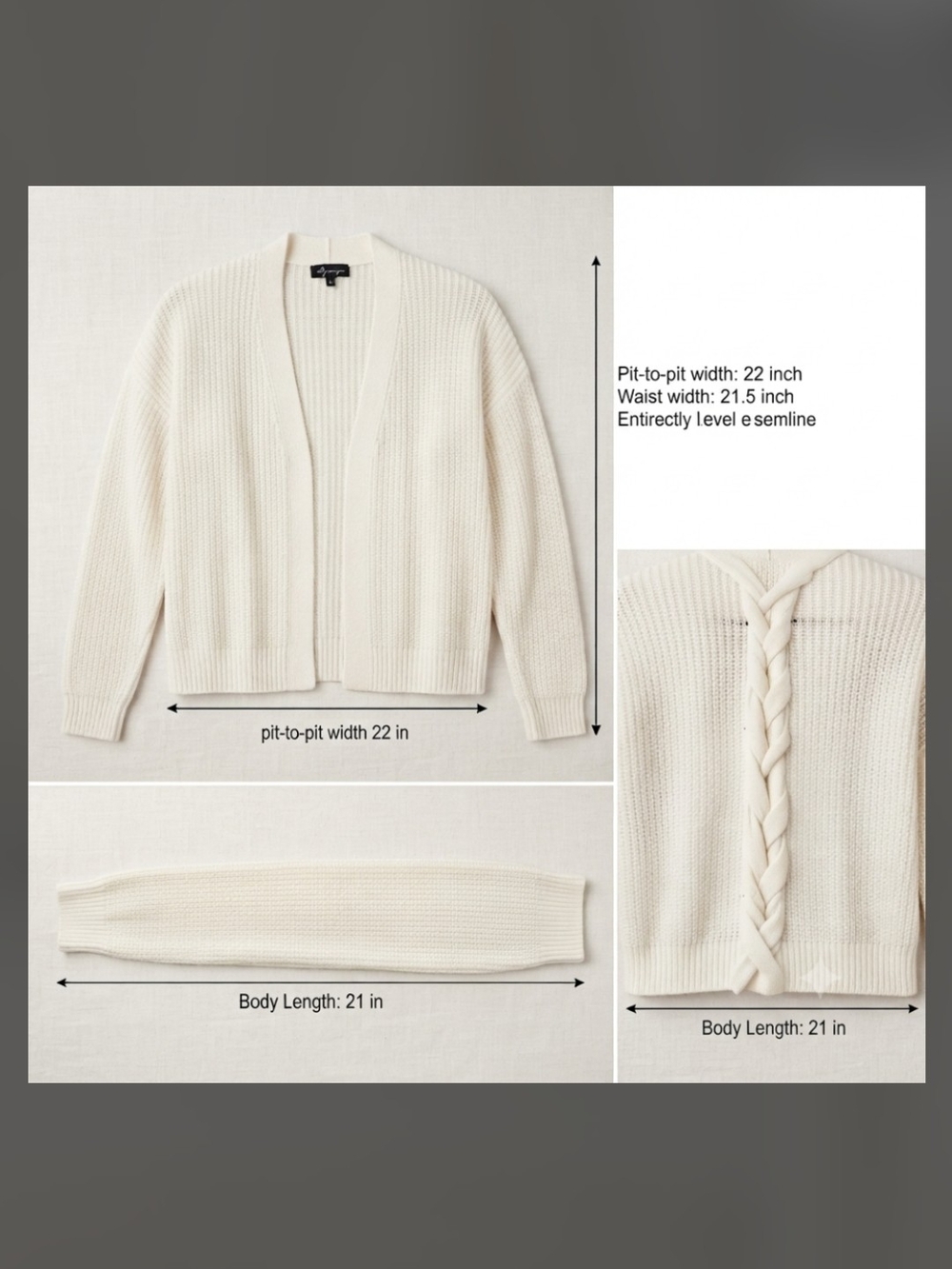 Elegant White Open Cardigan US 12-14 - Picture 3 of 11